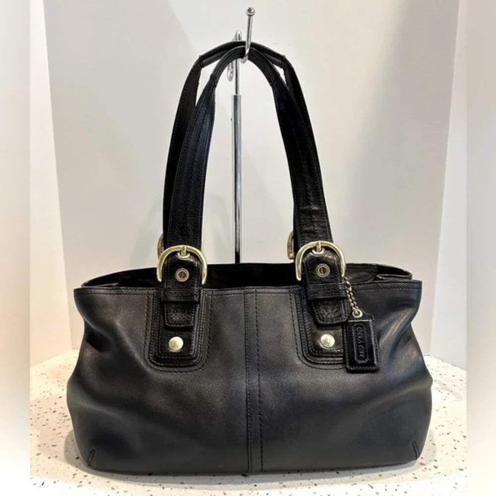 COACH‎ Black Leather Shoulder Handbag